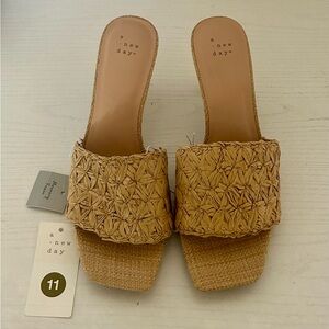 A New Day Tan Sandals with Woven Texture